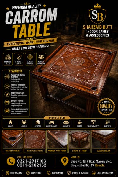 Marbal Carrom Board , Caroom , Snooker ,wood Dabbo, Ludo ,Chess