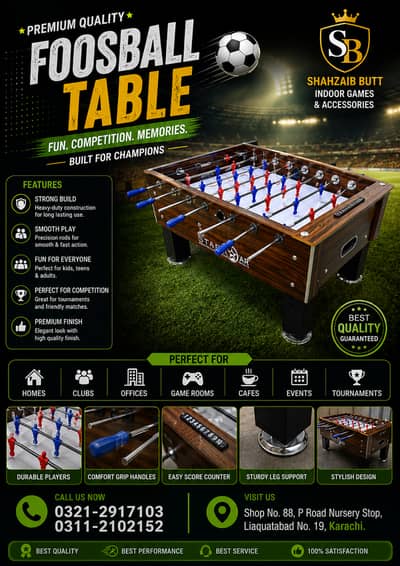 Football Game , Foosball , Pati , Snooker , Ludo , Chess ,Caroom Boar