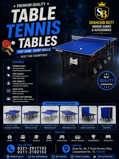 Table Tennis / Ping pong / Snooker / Tennis / Pool / Sport Equipement