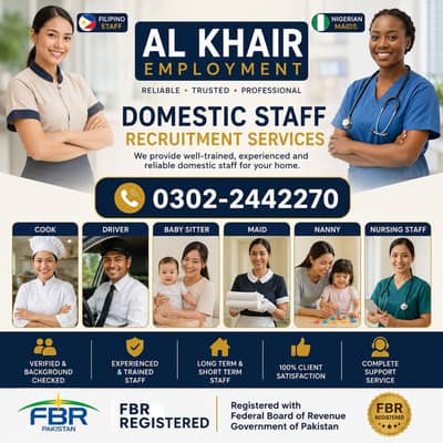 Maids / House Maids / cook / House chef / Baby Sitter maid available