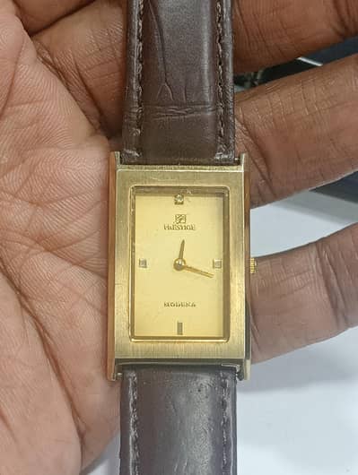 Swiss Prestige Quartz watch Tank shaped leather strap