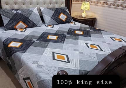 Crystal Cotton Bedsheet Set King Size Grey Black Orange
