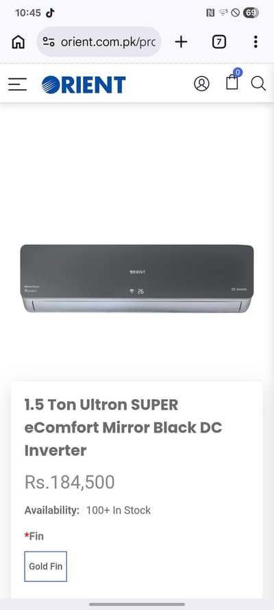 1.5 Ton Ultron SUPER eComfort Mirror Black DC Inverter