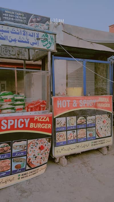 burger shawarma and dahi baly fruit chat counter