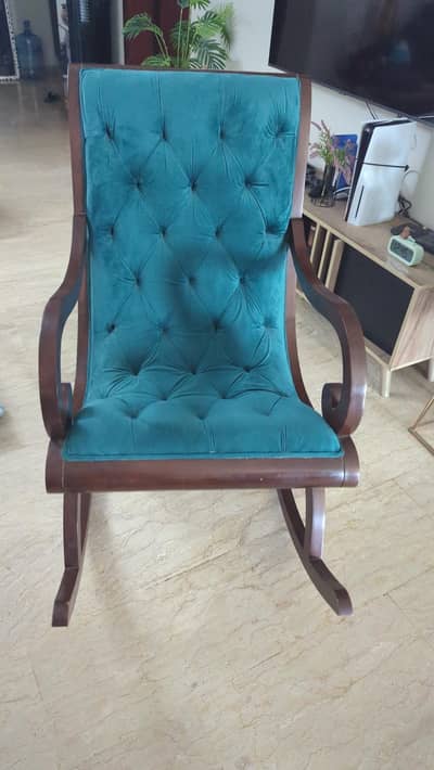 Sheesham Wood, Emerald Green rocking chair