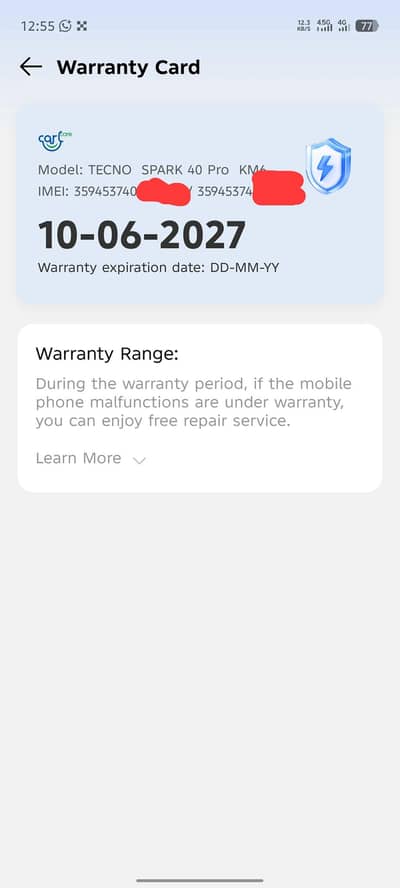 Tecno Spark 40 Pro full warranty only box open
