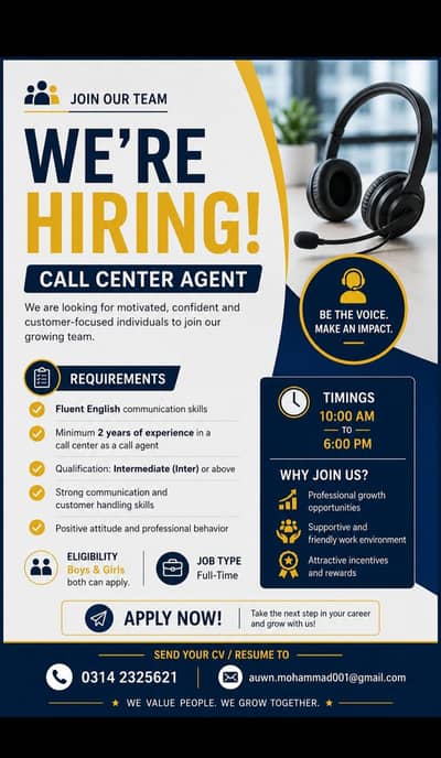 WE ARE HIRING CALL CENTER AGENTS