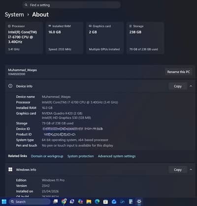 lenovo i7 6gen 16 256ssd nvme 2gb Graphic card