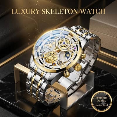 Luxury Skeleton Stainless Steel Watch | BRAND NEW