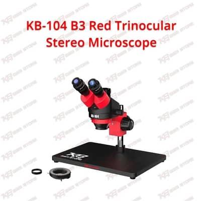 KB-104 B3 Red Trinocular Stereo Microscope