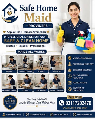 Professional maids provider & Cook and baby care, home cleaning
