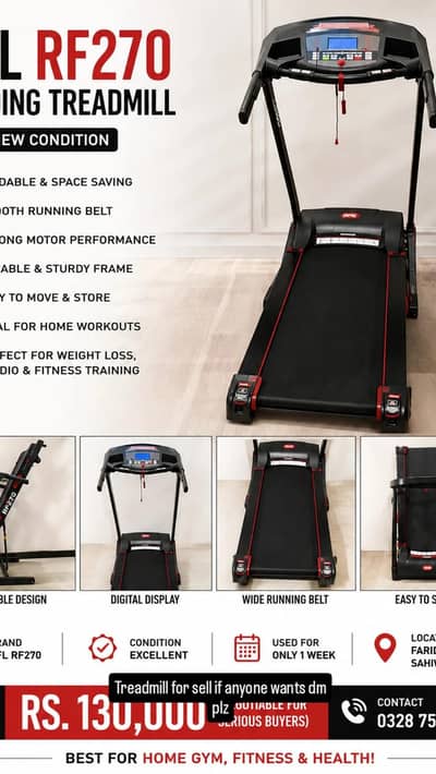 RFL RF270 Folding Treadmill | Electric Treadmill | gym machine