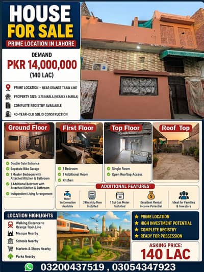 3.75 Marala Complete register House sale Prime Location Islamia Park