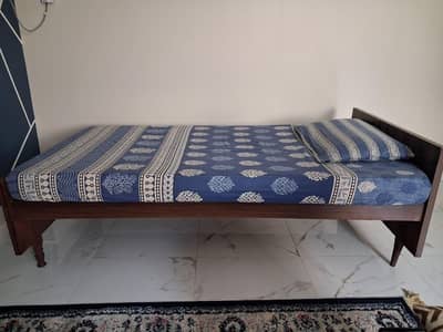 2 single bed without mattress wooden