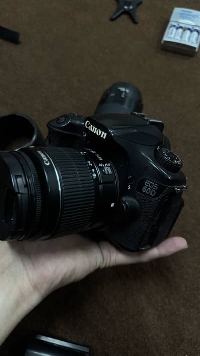 Canon 60D DSLR Camera + 2 Lenses + 3 Batteries + Speed Flashlight