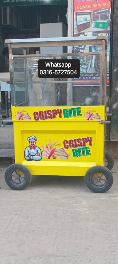 Crispy Bite Food Cart For Sale – Stainless Steel