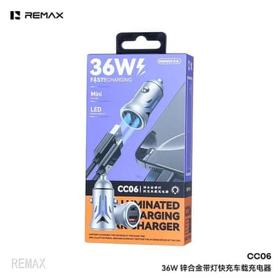 Remax Cc06 36w Dual port Zinc Alloy Fast Car Charger With Led Light NW