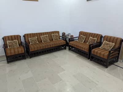 Complete 7-Seater Solid Sheesham Wood Sofa Set – 09/10 – WhatsApp Only