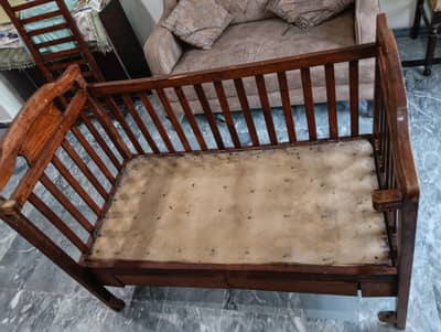 Urgent Sale Used Baby Cot in Wapda Town Lahore plus Free Mattress