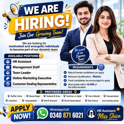 Indoor Office Work Male & Females