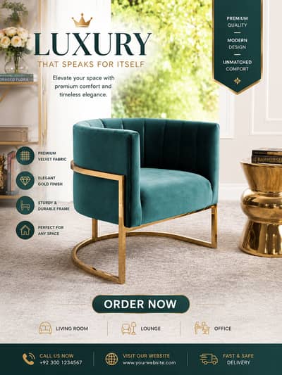 Luxury Stylish Velvet Living Room Chair 0311 6677991