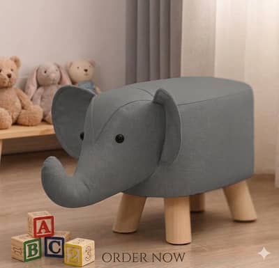 Kids Elephant Velvet Stool