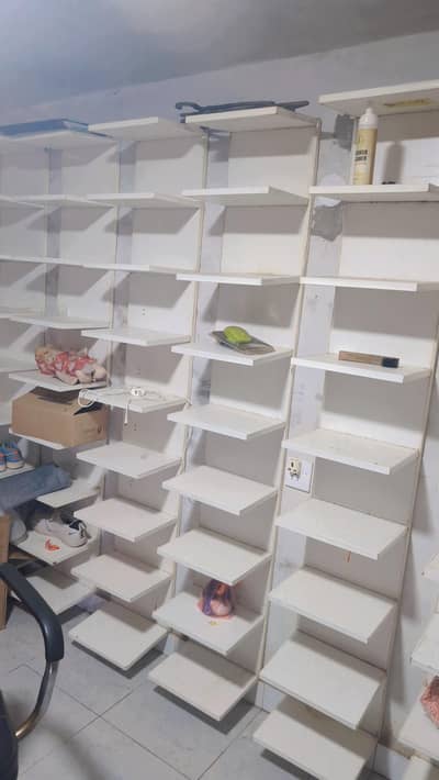 Premium Quality White Wooden Shoe Racks / Display Shelves For Sale