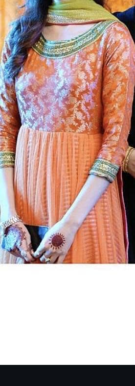 long orange frock for wedding (only frock) small size