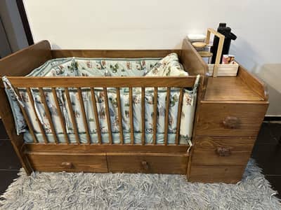 Baby Cot Wooden. New 100/100 condition