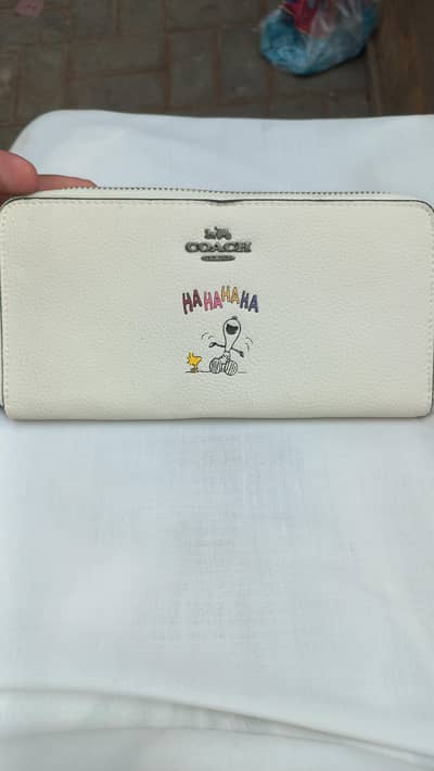Original Imported COACH Snoopy Wallet – White Color
