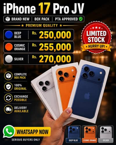  iPhone 17 Pro JV | Box Pack | Blue, Orange & Silver Available