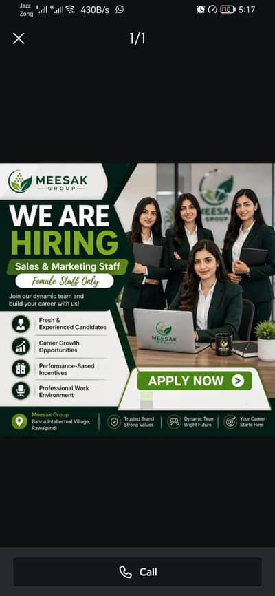 Need Male and Female as Sales Representative
