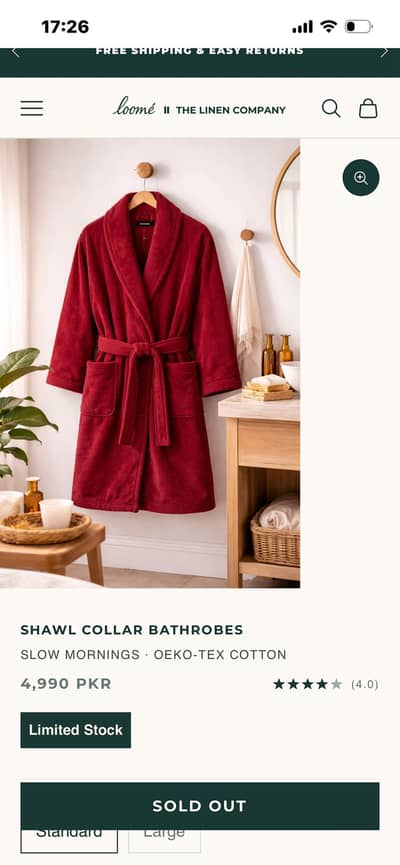 The Linen Company Red/ Burgnundy Bathrobe
