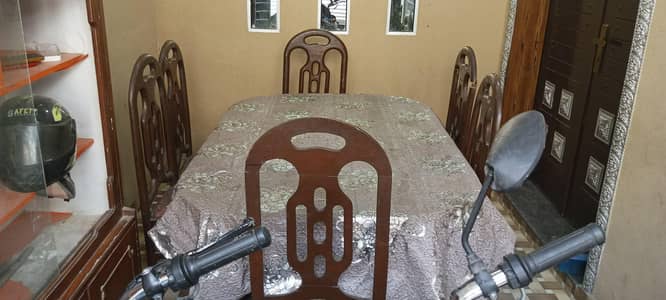 Wooden Dining Table with 6 Chairs