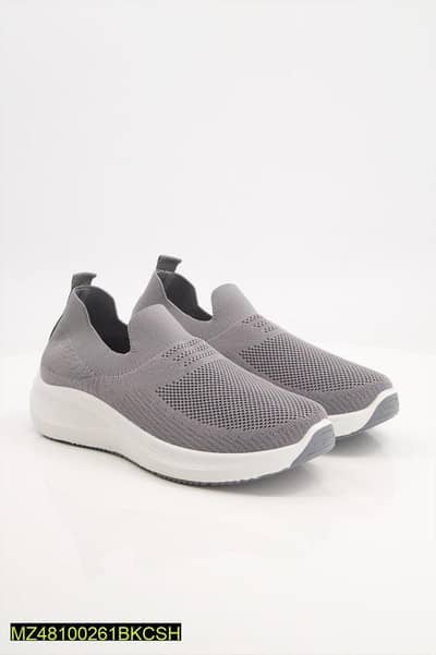 Slip on jogging shoes gray casual comfort wear