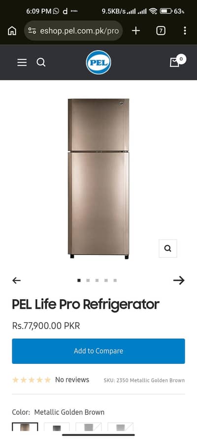 unused box pack PEL MODEL 2350L refrigerator urgent sale