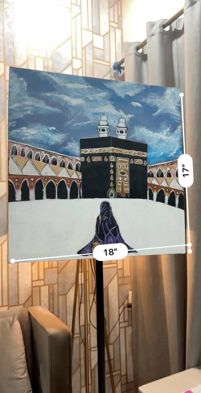 18 by 18 inch canvas Acrylic kaaba painting for sale Lahore