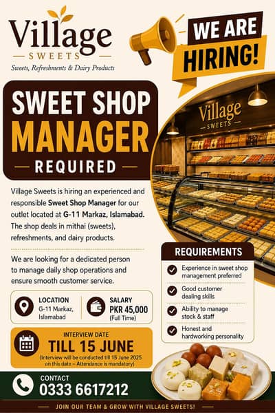 sweet shop manager