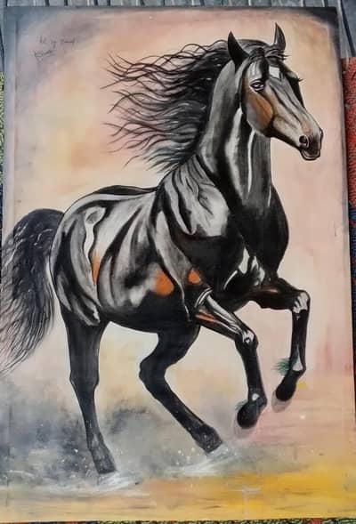 hourse painting black hourse acrylic painting