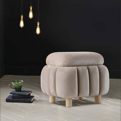 Quilted Square Velvet Stool