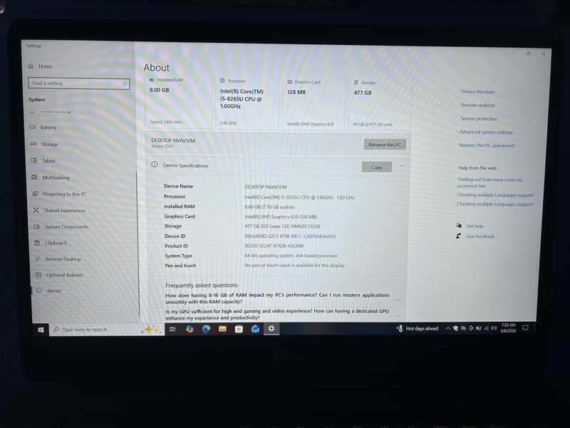 Core i5 8th Generation Laptop | Fast Performance Excellent Condition 4