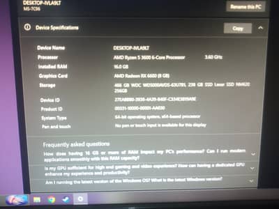 AMD Gaming PC with  "Ryzen 5 3600, RX 6600" for sale