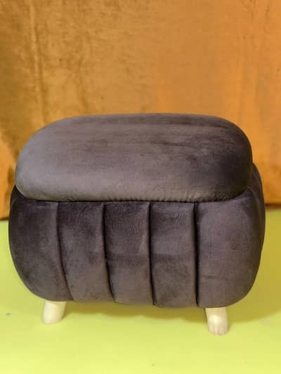 Quilted Square Velvet Stool