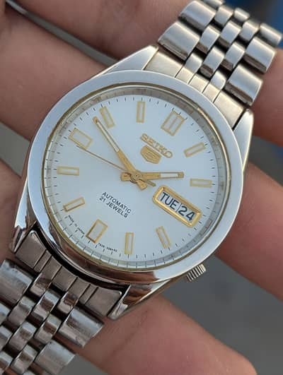 Seiko 5 7S26 White Dial Automatic Watch