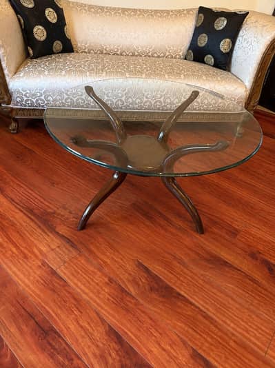 Pure Wood Glass Top Coffee Table