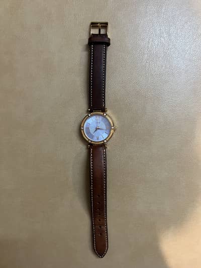 Guess Women’s Quartz Brown Leather Strap Blue Dial 30mm Watch W0838L2