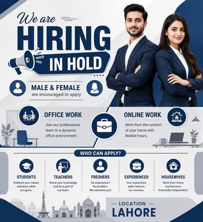 we are hiring male and female for work