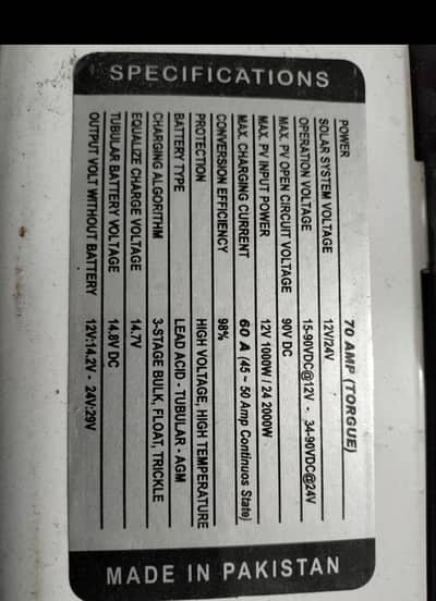 MPPT CONTROLLER FOR SOLAR PANNEL.  DEMAND 10000/= NEGOTIABLE
