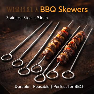 Best Selling BBQ Skewers 2026 | Pack of 6 Stainless Steel BBQ Skewers