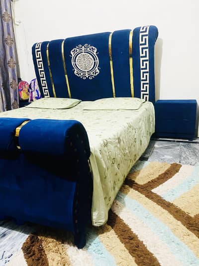 bed with mattress dressing with side tables